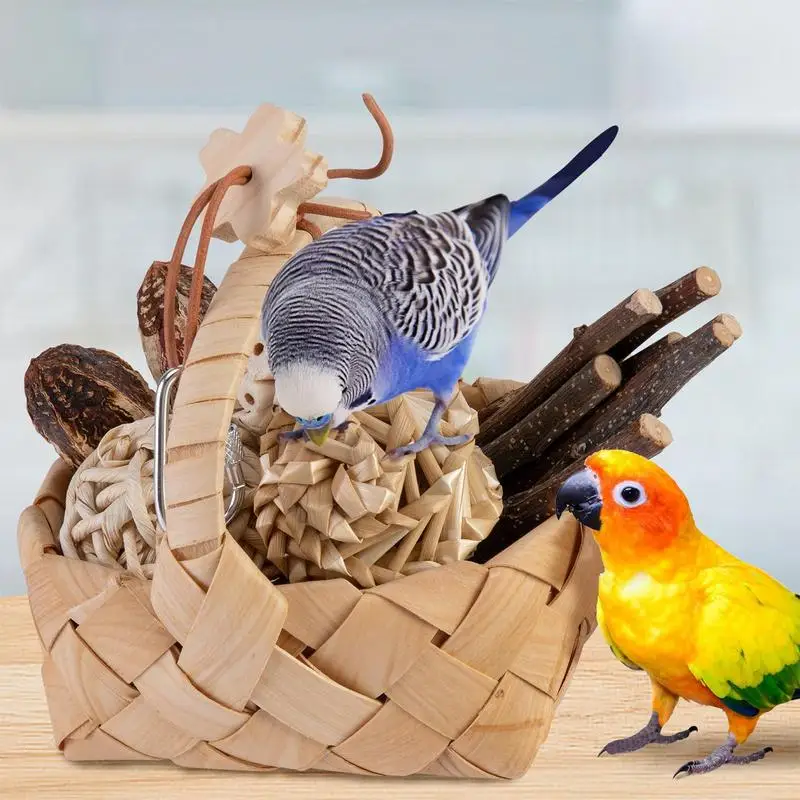 Bird Toys, with Storage Basket, Ball Toys, Branches for Parrots, Parakeets Bird Toys, with Storage Basket, Ball Toys, Branches for Parrots, Parakeets