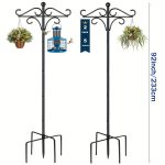 Two Heavy Duty 76 Inch Outdoor Metal Shepherd's Hooks Traditional Double Bird - Image 5