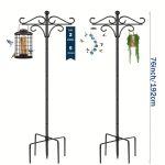 Two Heavy Duty 76 Inch Outdoor Metal Shepherd's Hooks Traditional Double Bird - Image 4