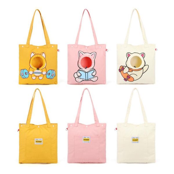 Pet Canvas Shoulder Bag, Cute Animal ShapedCat Carrier Canvas Bags,Portable Pet Canvas